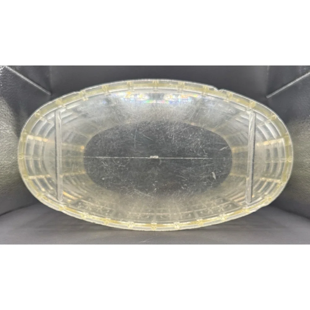 Vintage 1960S Acrylic Lucite Atomic Starburst MCM Clear Oval Trash Can Vanity